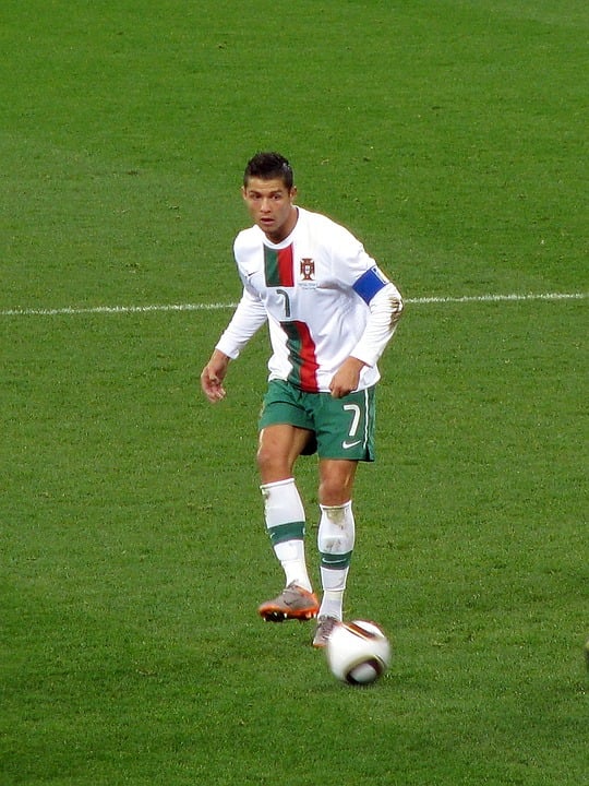 Cristiano Ronaldo with a Football in the Field